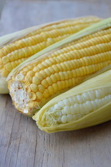corn on wooden board