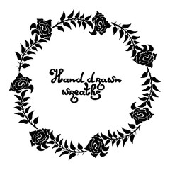 Hand drawn decorative frames. Decorative frames. Decorative doodle wreaths made of branches.