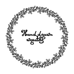 Hand drawn decorative frames. Decorative frames. Decorative doodle wreaths made of branches.