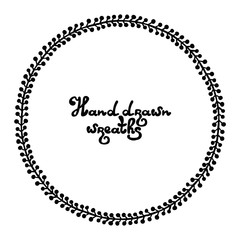 Hand drawn decorative frames. Decorative frames. Decorative doodle wreaths made of branches.