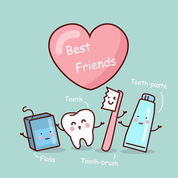 Happy cartoon tooth friend