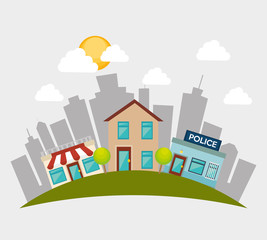 Urban buildings graphic 