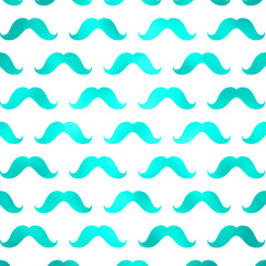 Teal Blue Mustache Faux Foil Metallic Mustaches Polka Dot Patter