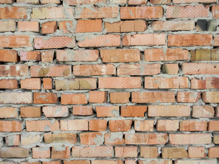 Old red brick wall as texture or background