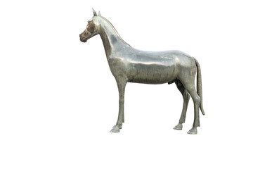 Fototapeta na wymiar black horse statue isolated on white background