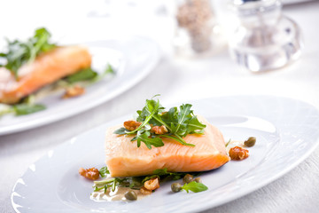 Salmon With Nut Salad