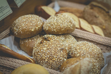 Retro effect faded of bread in the basket