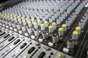 Close up buttons control sound mixer
