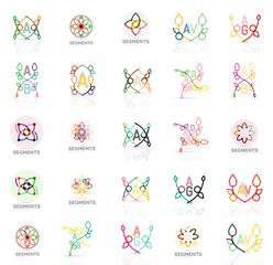 Linear abstract logos, letters, swirls