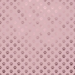 Pink Dog Paw Metallic Foil Polka Dot Texture Background Pattern