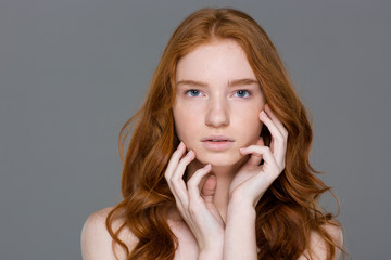 Beauty portrait of a cute redhead woman