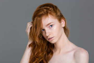 Fototapeta premium Beautiful attractive young woman with perfect skin