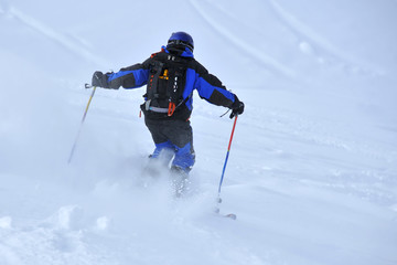 deep powder skiing