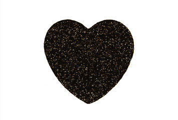 black glitter heart on white background