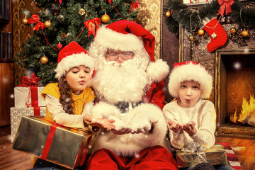 Fototapeta na wymiar santa and children