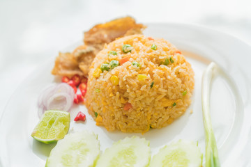 Fried Rice with Crispy Gourami Fish
