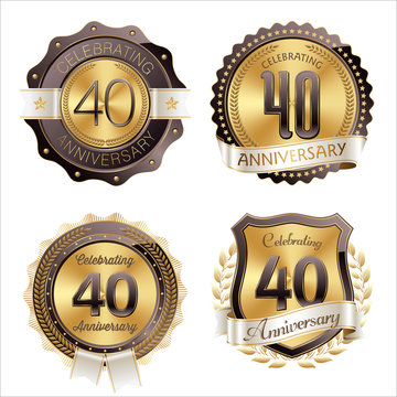 Gold and Brown Anniversary Badges 40th Year's Celebration