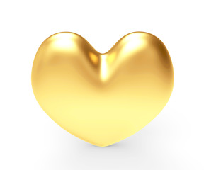 Heart of gold isolated on a white background