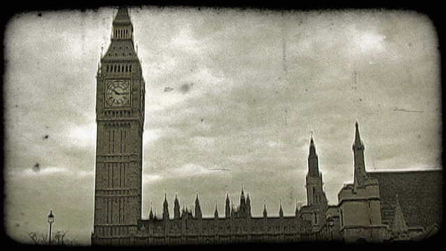 Big Ben. Vintage stylized video clip.