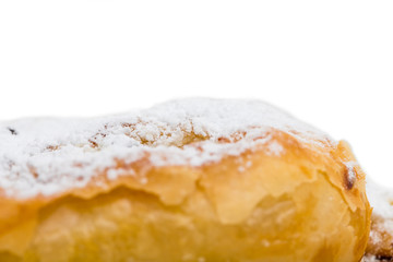 Closeup of delicious raisin puff cake.