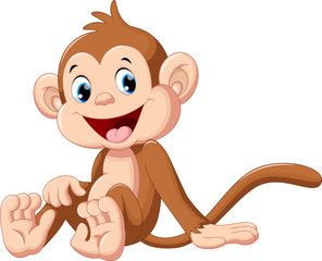 Fototapeta premium Kreskówka małpa siedzi