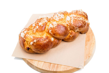 Sweet braided bread with crunchy sugar.