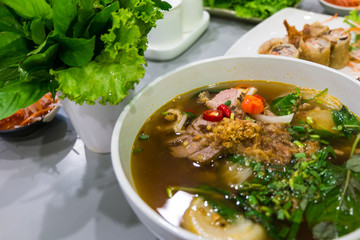 A bowl of traditional Vietnamese noodle / pho noodle / beef nood
