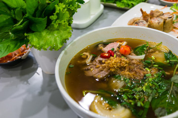 A bowl of traditional Vietnamese noodle / pho noodle / beef nood