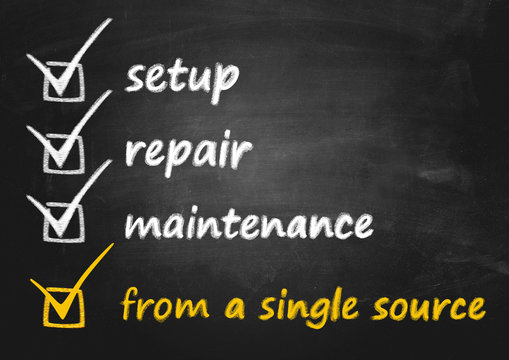 business concept - setup, repair and maintenance - all-in-one solution