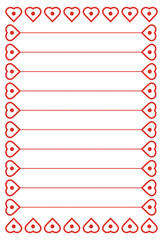 A page of notepad. Frame with heart pattern.