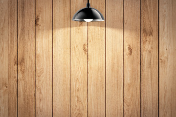 hanging light bulb with timber wall background