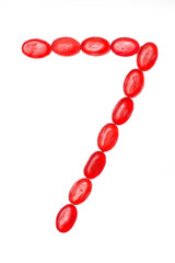 seven number made of colors candy