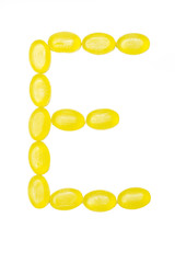 E letter made of colors candy