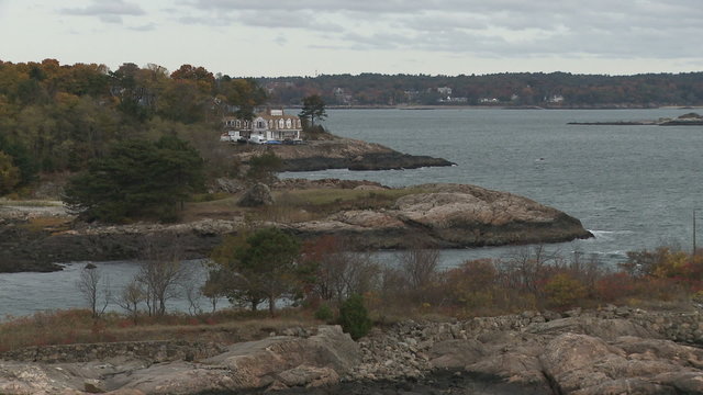 Massachusetts coastline near Marblehead in Autumn.
