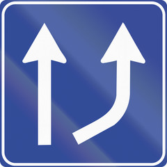 Road sign used in Italy - Available lanes change