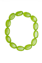 O letter made of colors candy