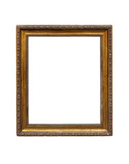 Antique golden frame isolated on white background