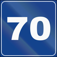 Road sign used in Italy - suggested speed of 70 kmh