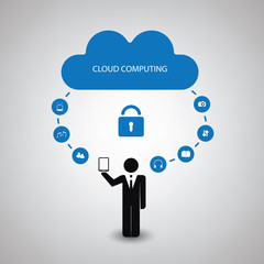 Cloud Computing Concept Design With Icons - Safety Synchronizing