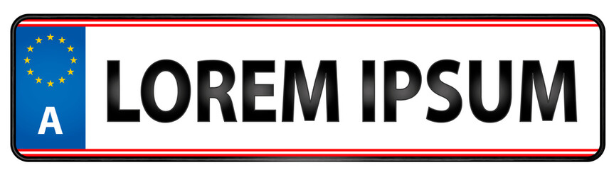 &Ouml;sterreichisches Auto-Kennzeichen Nummerntafel mit Textfreiraum Illustration