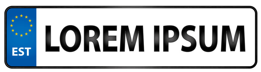 Fototapeta premium Vehicle registration plate of Estonia Illustration