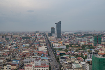 PHNOM PENH, CAMBODIA -  Scene of night life at most popular tourist street nr in capital city Phnom Penh, Cambodia
