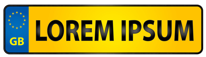 Vehicle registration plate of Great Britain Illustration