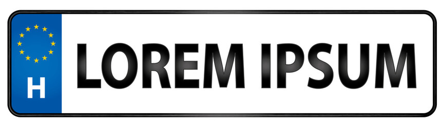 Vehicle registration plate of Hungary Illustration