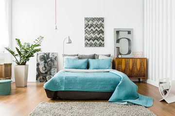 Fototapeta Cozy bedroom in modern design obraz