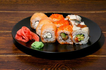 Various sushi on the plate