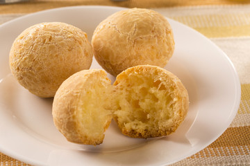Brazilian cheese buns . Table cafe in the morning with cheese bread.