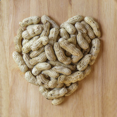 Heart shaped peas boiled.