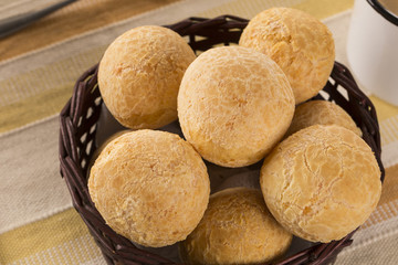 Brazilian cheese buns . Table cafe in the morning with cheese bread.
