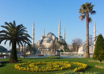 View of The Blue Mosque against blue sky